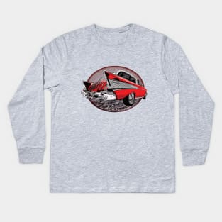 Red 57 Chevrolet Nomad Kids Long Sleeve T-Shirt